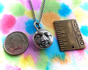 Pink Moon necklace pendant ... April moon ... reversible sterling silver celestial jewelry