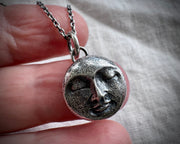 Pink Moon necklace pendant ... April moon ... reversible sterling silver celestial jewelry