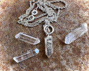 quartz crystal necklace pendant - silver quartz jewelry