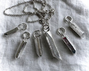 quartz crystal necklace pendant - silver quartz jewelry