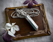 quartz crystal necklace pendant - largest silver quartz jewelry