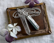 quartz crystal necklace pendant - largest silver quartz jewelry