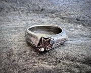 tiny star fossil ring - crinoid star - fossil hunter jewelry