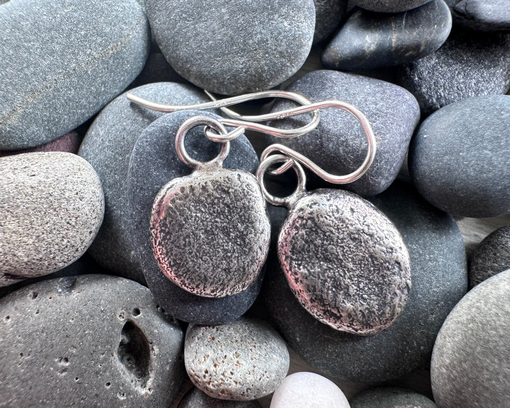 beach pebble earrings in sterling silver