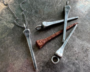coffin nail necklace pendant - rustic spiky nail jewelry