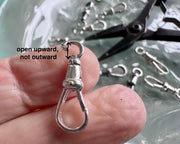 dog clip - silver watch swivel lock clasp charm holder
