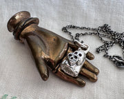 Desdemona the ghost necklace charm - ghost holding a skull heart