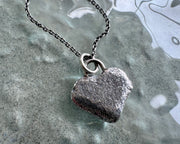 heart beach pebble necklace pendant in sterling silver