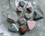 heart beach pebble necklace pendant in sterling silver