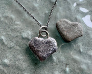 heart beach pebble necklace pendant in sterling silver