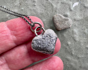 heart beach pebble necklace pendant in sterling silver