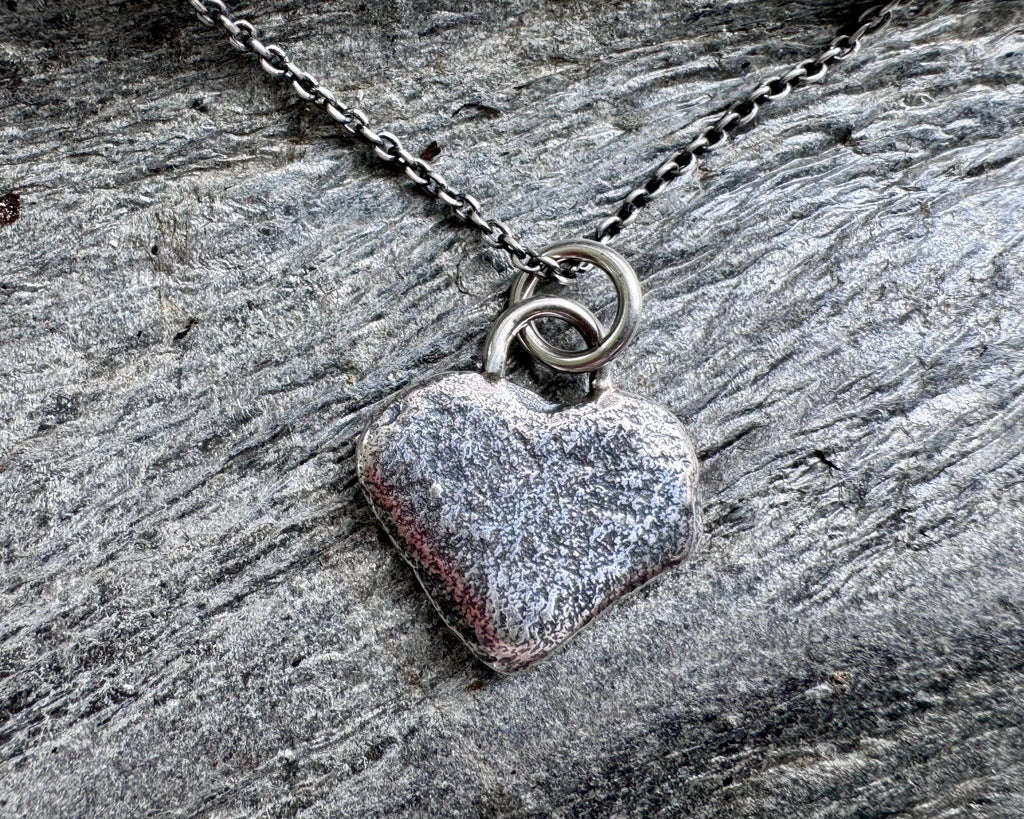heart beach pebble necklace pendant in sterling silver