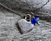 heart beach pebble necklace pendant in sterling silver