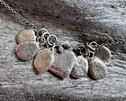beach pebble necklace pendant in mixed metals - sterling silver and bronze