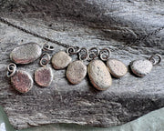 beach pebble necklace pendant in mixed metals - sterling silver and bronze