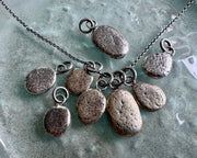 beach pebble necklace pendant in mixed metals - sterling silver and bronze