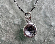 spiral shell necklace pendant in sterling silver - organic puka spiral jewelry