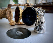 Desdemona the ghost necklace charm - ghost holding a skull heart