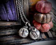Harvest Moon necklace pendant ... reversible sterling silver Halloween jewelry