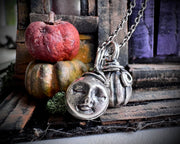 Harvest Moon necklace pendant ... reversible sterling silver Halloween jewelry