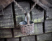 spider web basket necklace pendant - whimsical jewelry