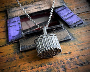 spider web basket necklace pendant - whimsical jewelry