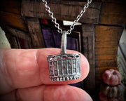 spider web basket necklace pendant - whimsical jewelry