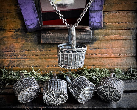 spider web basket necklace pendant - whimsical jewelry