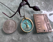 mermaid wax seal necklace pendant with patina