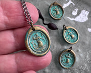 mermaid wax seal necklace pendant with patina