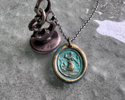 mermaid wax seal necklace pendant with patina