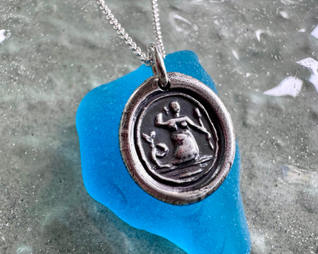 mermaid wax seal necklace - wax seal jewelry