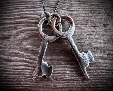 medieval skeleton key necklace charm - medieval jewelry