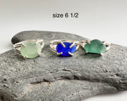 teal sea glass ring