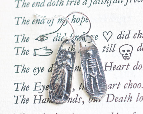 skeleton and widow earrings