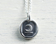 crescent moon wax seal necklace