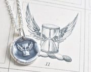 winged hourglass wax seal necklace