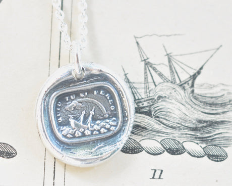 ship wax seal necklace