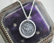 anchor and winged heart wax seal necklace