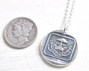 oak tree with frame saw wax seal necklace - through - wax seal jewelry