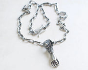 oxidized silver chain with silver snake hook clasp