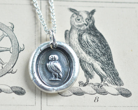 owl wax seal necklace