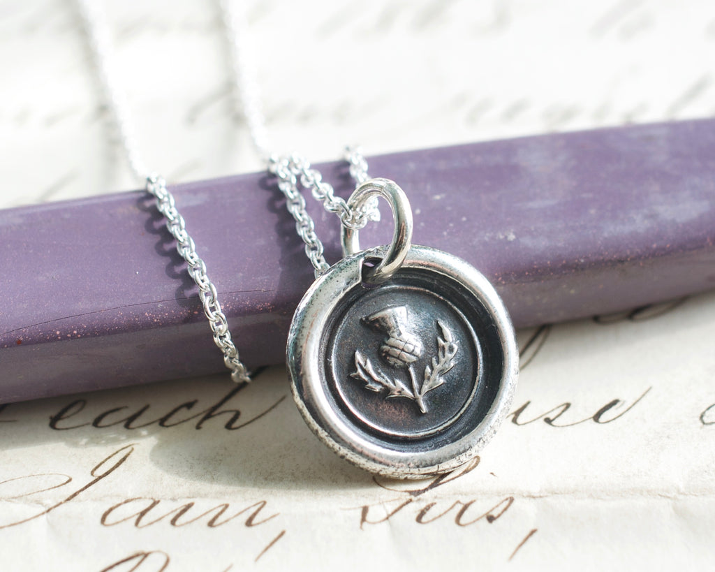 scottish thistle wax seal necklace