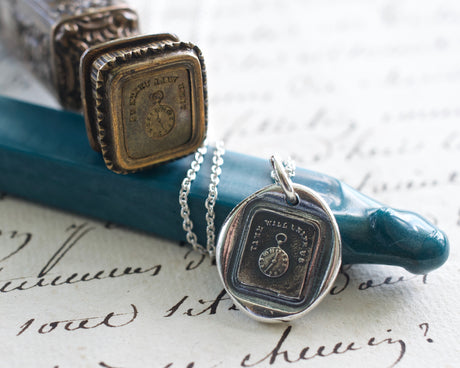 pocket watch wax seal necklace