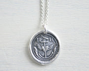 anchor with winged heart wax seal necklace