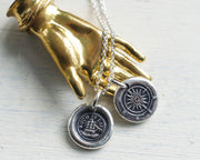 ship and compass wax seal necklace - such is life - wax seal jewelry