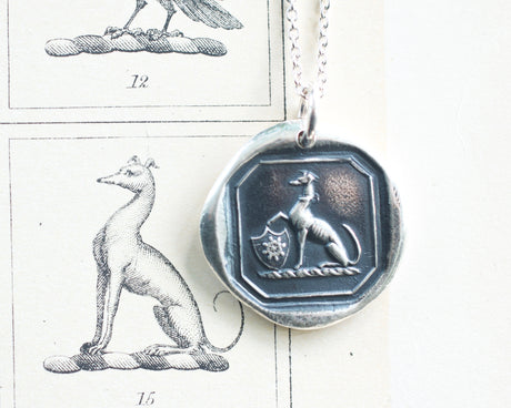 greyhound wax seal necklace
