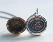 love birds wax seal necklace pendant