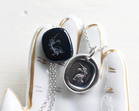 unicorn wax seal necklace