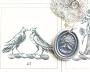 two turtle doves wax seal pendant